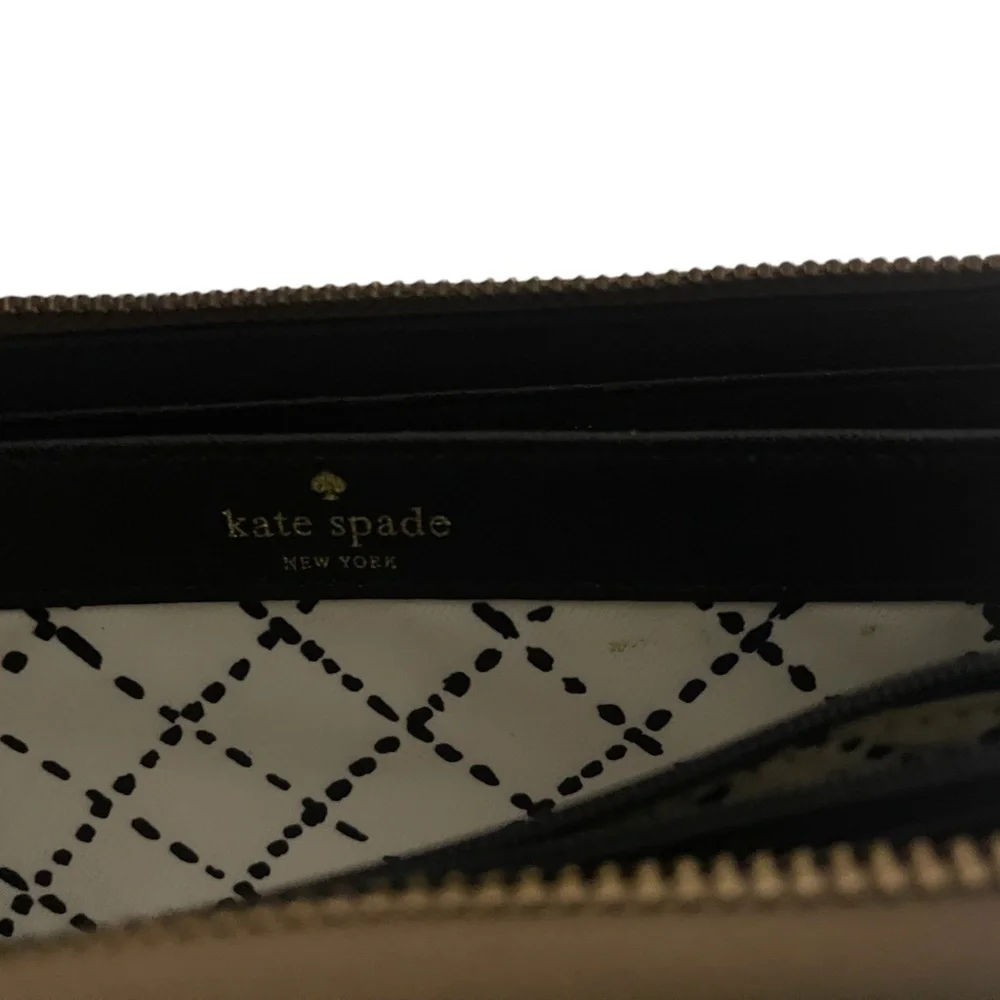 KATE SPADE NEW YORK Black & Tan Slim Bi-fold Credit Card Holder Clutch Wallet